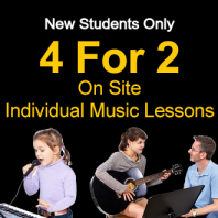 4 For 2 New Student Offer - On Site Individual Lessons (All Instruments) 4 For 2 New Student Offer - On Site Individual Lessons (All Instruments)